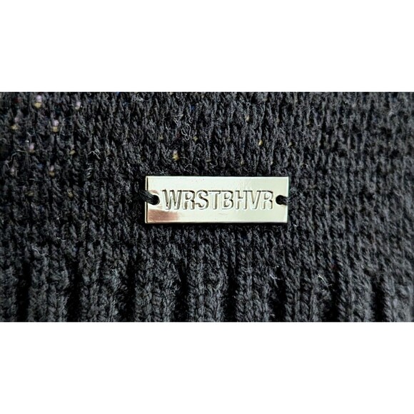WRSTBHVR Juke Sweater Mens Size S/M Black Worst Behavior Jacquard Knit Pullover - Picture 4 of 11